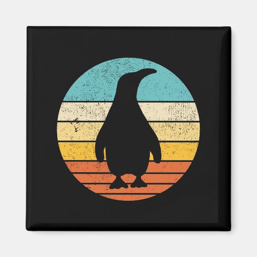 Penguin Retro  Sunset Magneet (Voorkant)