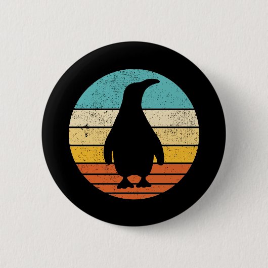 Penguin Retro Sunset Ronde Button 5,7 Cm (Voorkant)