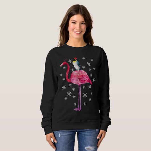 Penguin Riding Flamingo Kerstmis Pajamas Tshirt (Voorkant volledig)