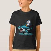 Penguin Riding Shark Costume Zee Dierenvriend Kind T-shirt (Voorkant)