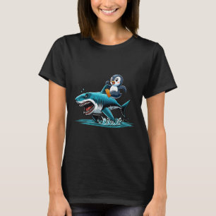 Penguin Riding Shark Costume Zee Dierenvriend Kind T-shirt