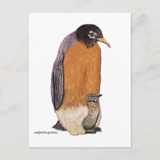Penguin Robin with Chick Briefkaart