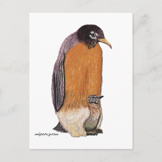 Penguin Robin with Chick Briefkaart (Voorkant)