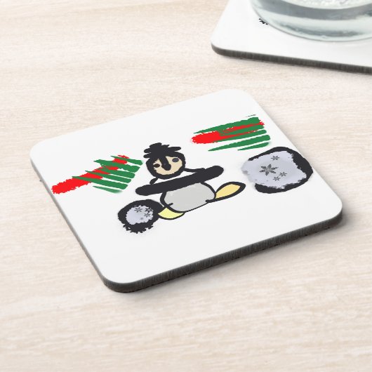 Penguin rock Christmas Bier Onderzetter (Linkerzijde)