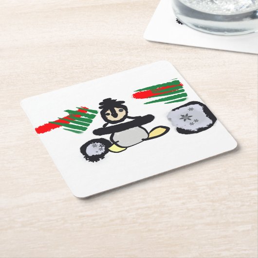 Penguin rock Christmas  Kartonnen Onderzetters (Schuin)