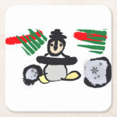 Penguin rock Christmas  Kartonnen Onderzetters (Voorkant)