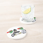 Penguin rock Christmas  Zandsteen Onderzetter (Zijkant)