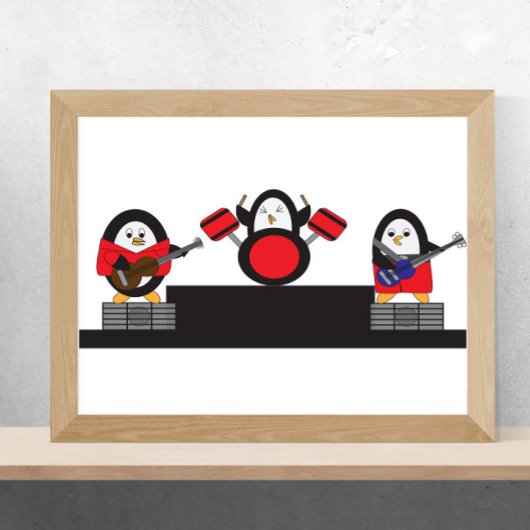 Penguin Rock en Roll Band Poster