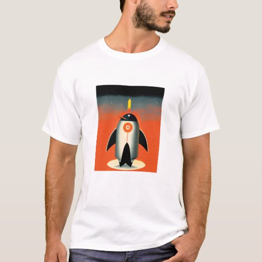 Penguin Rocket naar Mars T-Shirt (Voorkant)