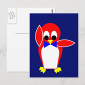Penguin - Rood Briefkaart (Voorkant / Achterkant)