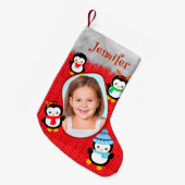 Penguin Rood Schattige Kerst Kind Fotonaam Fun Coo Kleine Kerstsok (Voorkant (Hangend))