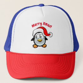 Penguin Santa Claus Cartoon Trucker Pet