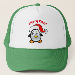 Penguin Santa Claus Cartoon Trucker Pet