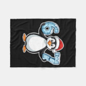 Penguin Santa Hat 67 Icy Numbers Christmas Birthda Fleece Deken (Voorkant (Horizontaal))