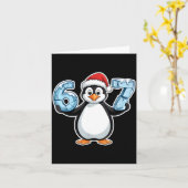 Penguin Santa Hat 67 Icy Numbers Christmas Birthda Kaart (Gele Bloem)