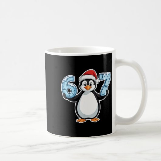 Penguin Santa Hat 67 Icy Numbers Christmas Birthda Koffiemok (Rechts)