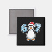 Penguin Santa Hat 67 Icy Numbers Christmas Birthda Magneet (Voorkant / Achterkant)