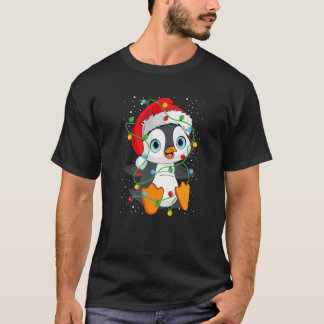 Penguin Santa Hat-kerstlampjes Penguin Lovers T-shirt