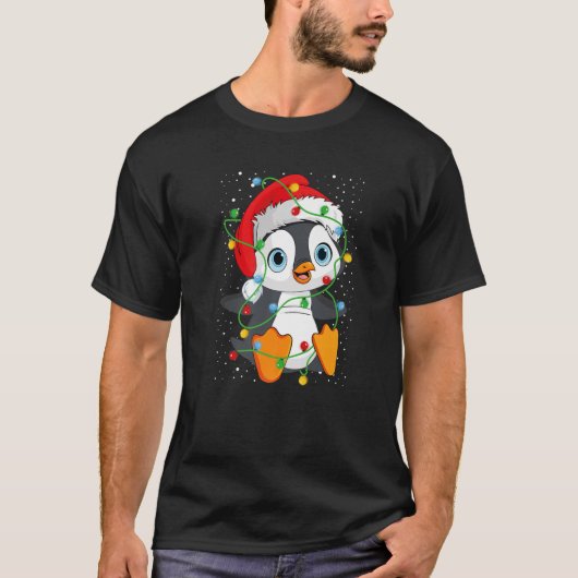 Penguin Santa Hat-kerstlampjes Penguin Lovers T-shirt (Voorkant)