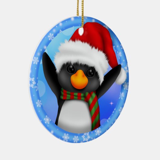 Penguin Santa Hat Year Ceramic Keramisch Ornament (Rechts)