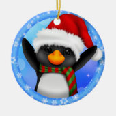 Penguin Santa Hat Year Ceramic Keramisch Ornament (Voorkant)