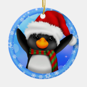 Penguin Santa Hat Year Ceramic Keramisch Ornament