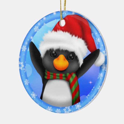 Penguin Santa Hat Year Ceramic Keramisch Ornament (Links)