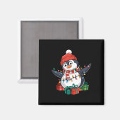 Penguin Santa Lights Kerstmis - Penguin Lover Magneet (Voorkant / Achterkant)