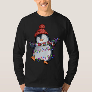 Penguin Santa Lights kerstpyjama Cute Pengui T-shirt