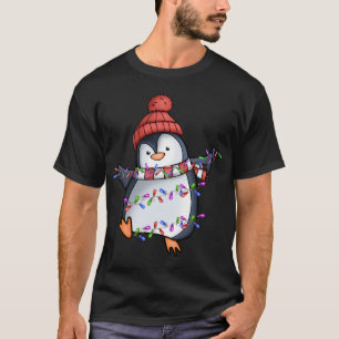 Penguin Santa Lights kerstpyjama Cute Pengui T-shirt