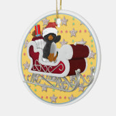 Penguin Santa Sleigh Keramisch Ornament (Links)