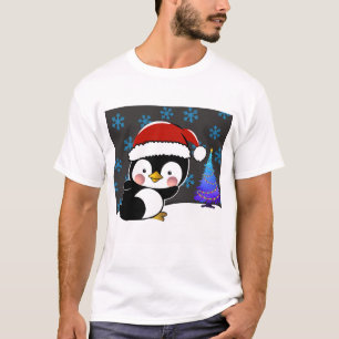 Penguin Santa zegt vrolijk kerstfeest T-shirt