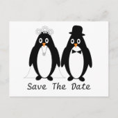 Penguin Save the Date Wedding Announding Aankondigingskaart (Voorkant)