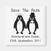 Penguin Save the Date Wedding Announding Magneet (Voorkant)