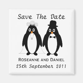 Penguin Save the Date Wedding Announding Magneet