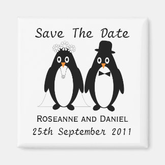 Penguin Save the Date Wedding Announding Magneet
