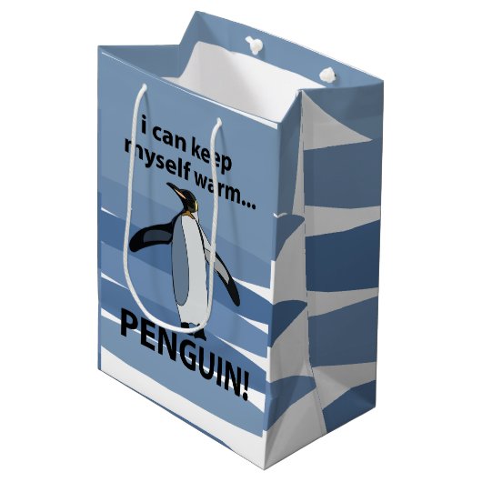 Penguin Schattige Bird Grappig Verjaardagsfeest Medium Cadeauzakje (Voorkant Gekanteld)
