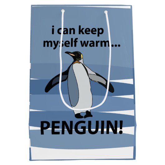 Penguin Schattige Bird Grappig Verjaardagsfeest Medium Cadeauzakje (Achterkant)