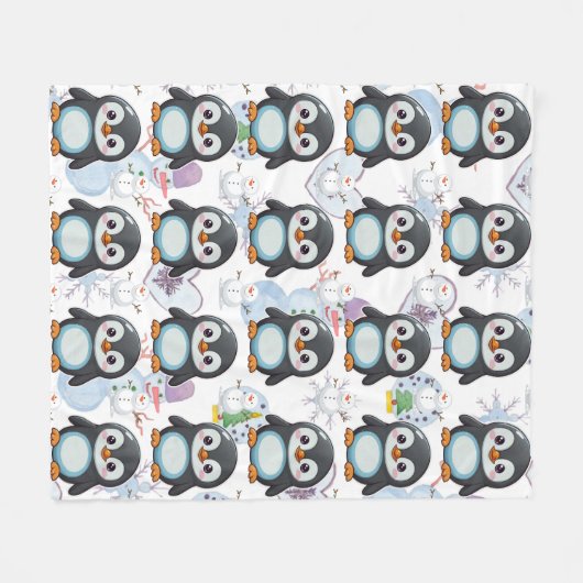 Penguin Schattige Kawaii Baby Pattern Fleece Deken (Voorkant (Horizontaal))