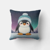 Penguin Schattige Kawaii Blauw Pet Print Kussen (Achterkant)