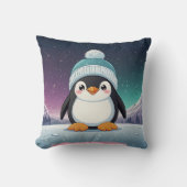 Penguin Schattige Kawaii Blauw Pet Print Kussen (Voorkant)