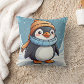 Penguin Schattige Kawaii Bruin Pet Print Kussen (Deken)