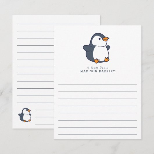 Penguin Schattige platte Briefpapier Kaarten voor (Voorkant / Achterkant)