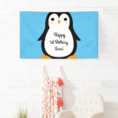 Penguin Schattige Winte 1e Verjaardagsfeestje Bann Spandoek (Insitu)