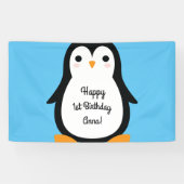Penguin Schattige Winte 1e Verjaardagsfeestje Bann Spandoek (Horizontaal)