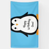 Penguin Schattige Winte 1e Verjaardagsfeestje Bann Spandoek (Verticaal)