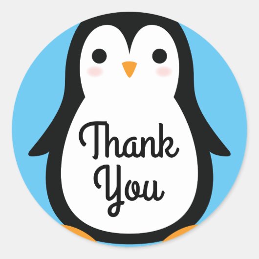 Penguin Schattige Winter 1e Verjaardag Dank u Ronde Sticker (Voorkant)