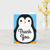 Penguin Schattige Winter Dank u 1e Verjaardag Kaar Kaart (Gele Bloem)
