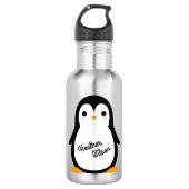 Penguin Schattigee Kinder waterfles met naam (Voorkant)