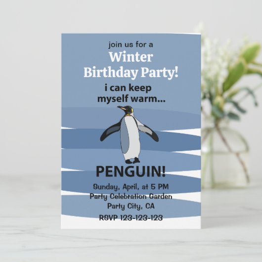 Penguin Schattigee Winterfeest Verjaardag Kaart (Staand voorkant)